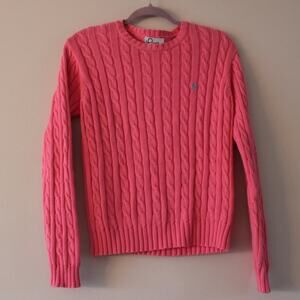 Lilly Pulitzer Vintage Cable Knit‎ Crew Neck Sweater Cotton Pink Medium
